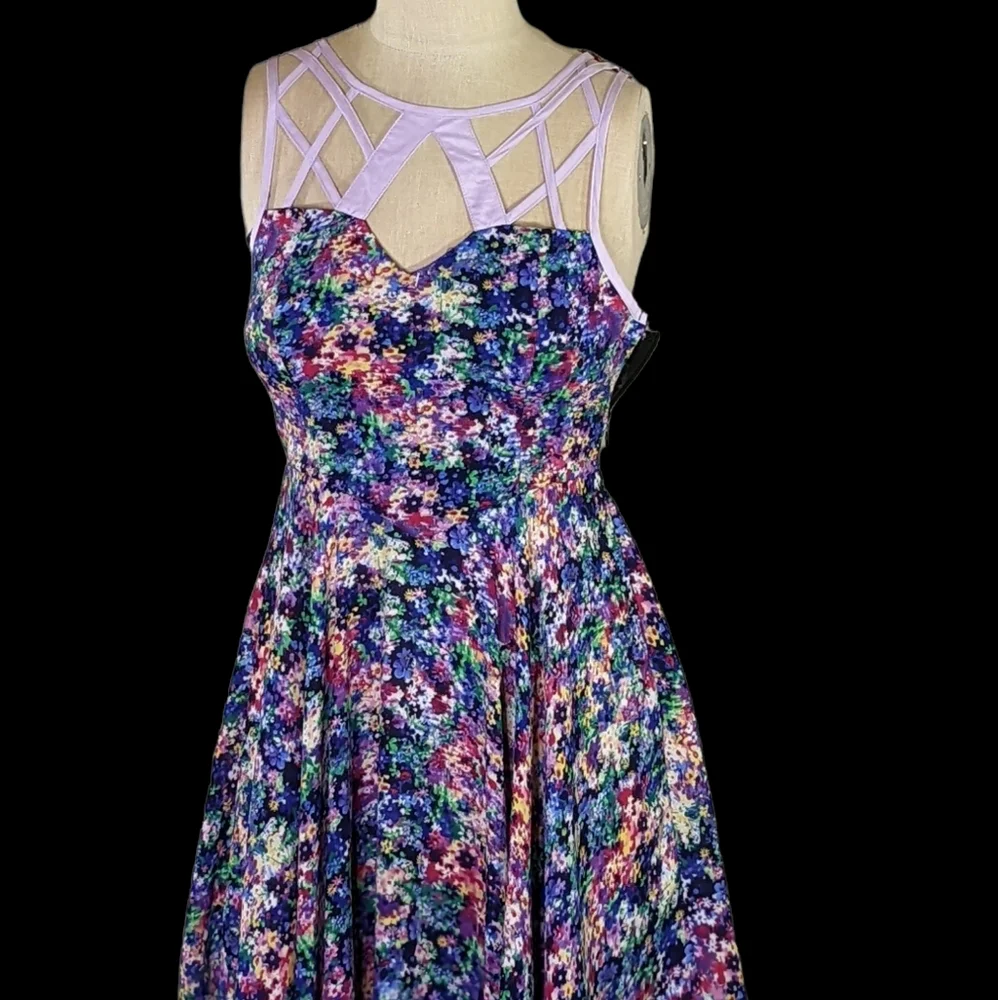 Dream State Multicolor Caged Asymmetrical Dress, S , NWT - Picture 1 of 6